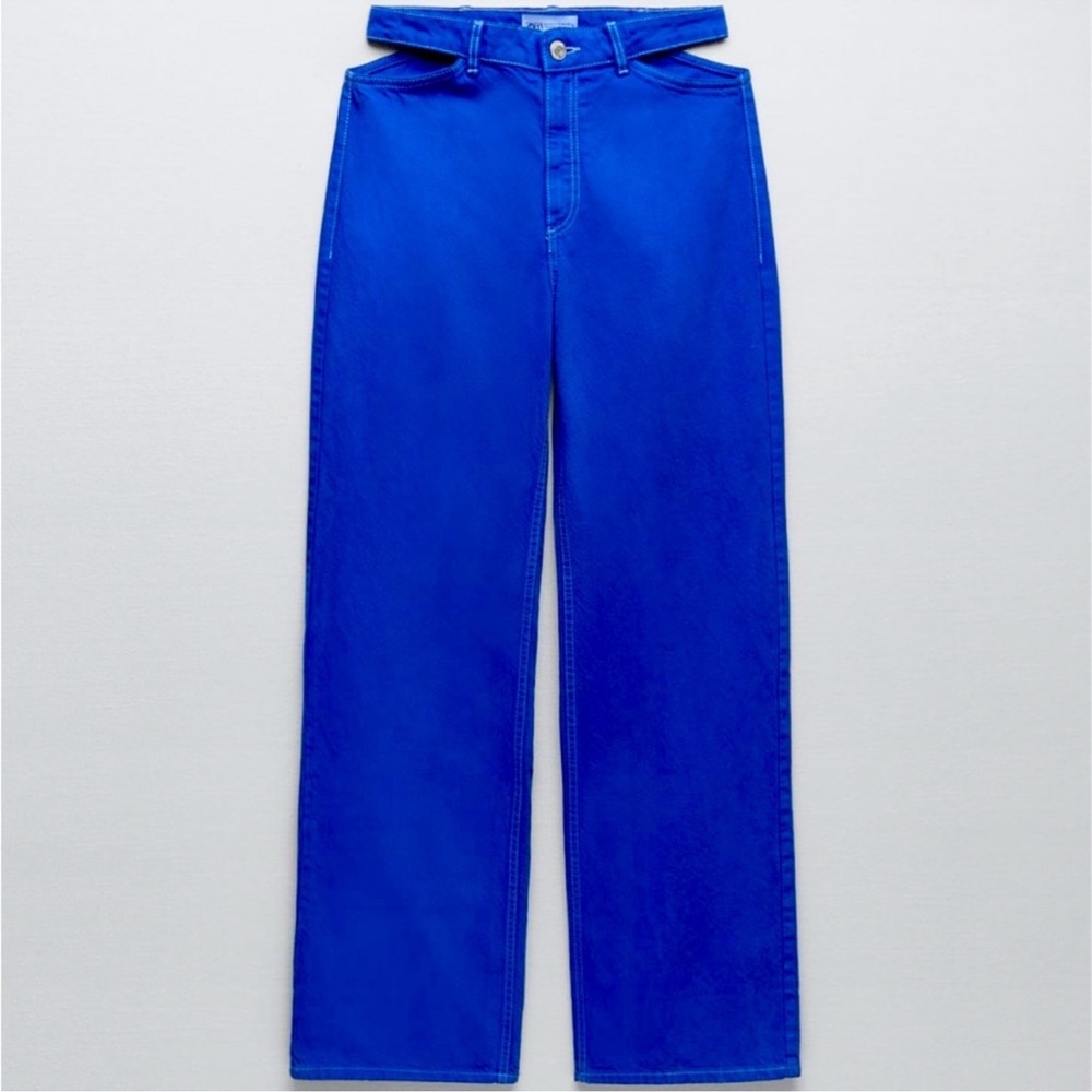 Zara wide leg jeans with cut outs, size 34, US 2